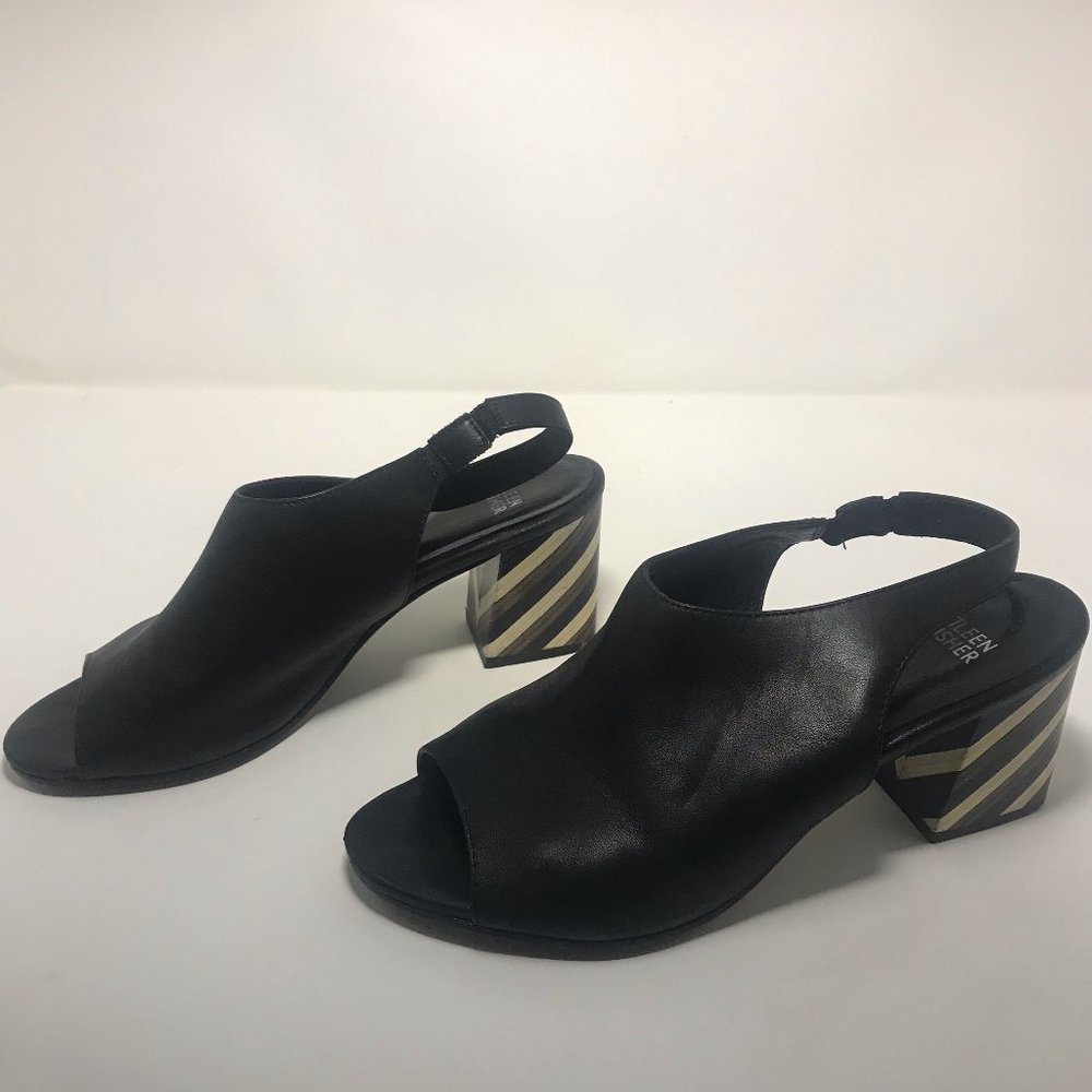 Eileen Fisher Bobbie Italian Leather Slingback with Striped Heel